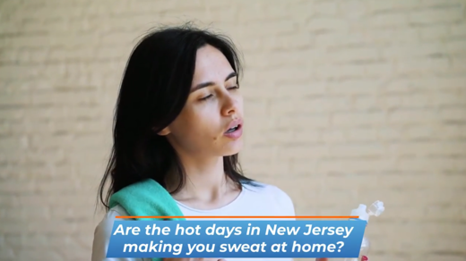 Woman taking a deep breath because of hot weather